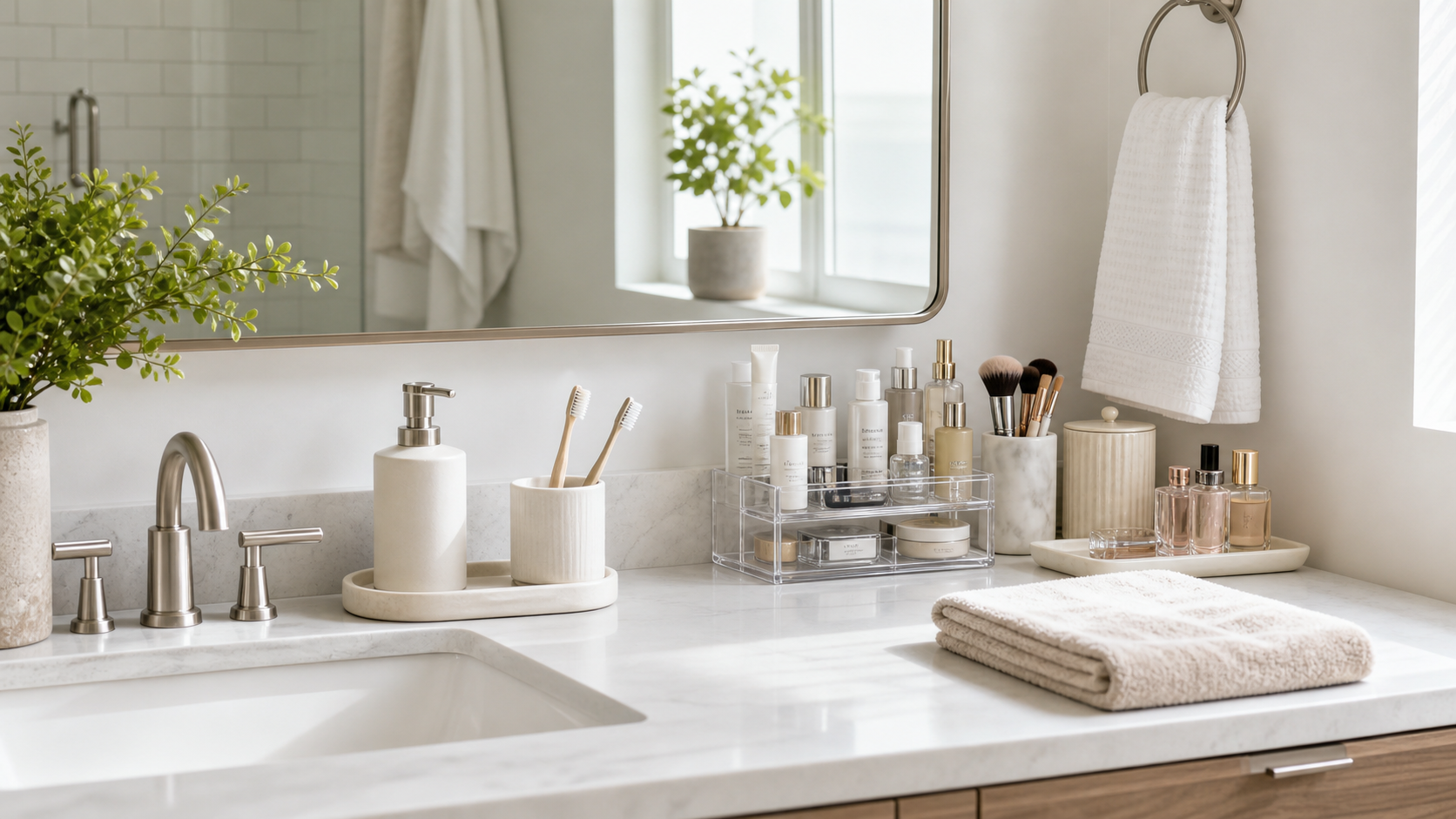 Bathroom Counter Storage Ideas for a Cleaner Morning Routine - Ordalya organization guide from Ordalya
