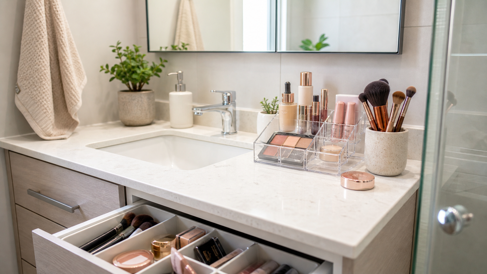 How to Organize Makeup in a Small Bathroom from Ordalya