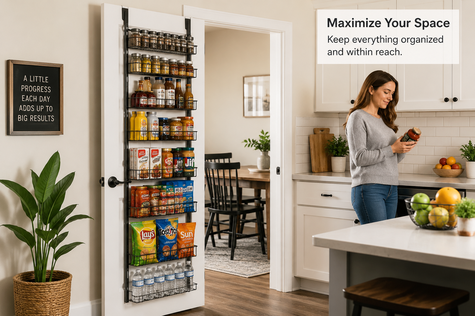 8-Tier Over-the-Door Pantry Organizer Rack for Kitchen Storage image 7