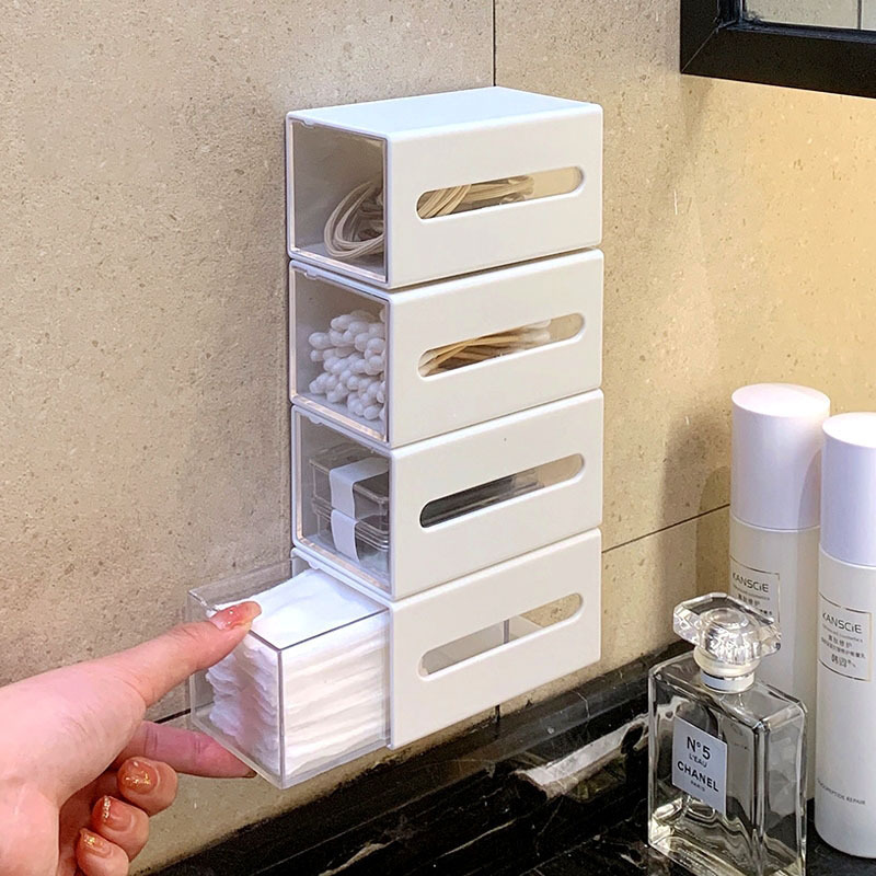 Wall Mounted Cotton Swab & Pad Storage Drawer - Bathroom & Shower product from Ordalya